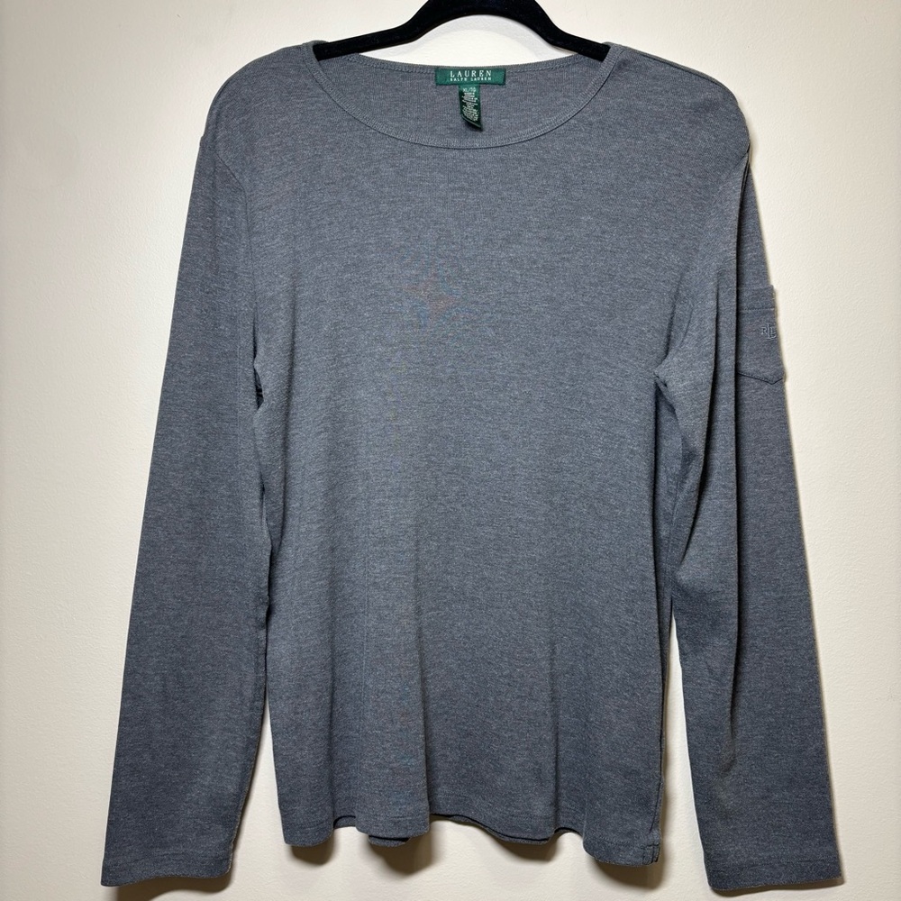 Lauren Ralph Lauren Deep Green Long Sleeve Shirt Pocket Sleeve